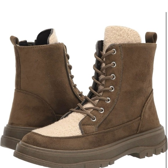 Brown and Cream High-Top Boots - Picture 1 of 6